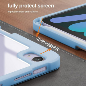 Husa de protectie pentru iPad Mini 6 2021INFILAND, poliuretan termoplastic, albastru deschis/transparent, 8,3 inchi