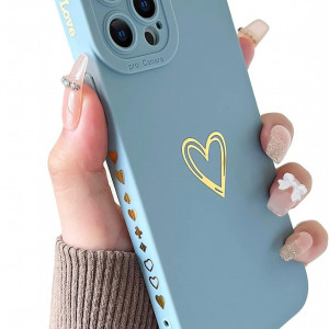 Husa de protectie pentru iPhone 12 Pro Max SmoBea, silicon, albastru/auriu, 6.7 inchi