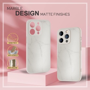 Husa de protectie pentru iPhone 14 Pro Max Nalia, silicon/sticla, alb/gri, 6,7 inchi