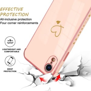 Husa de protectie pentru iPhone XR Newseego, silicon, roz deschis/auriu, 6,1 inchi