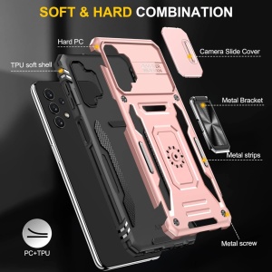 Husa de protectie pentru Samsung Galaxy A32 4G Atisijie, TPU/metal, roz/argintiu, 6,4 inchi