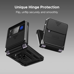 Husa de protectie pentru Samsung Galaxy Z Flip 4 / Z Flip 3, TPU/PC, negru, 6,7 inchi