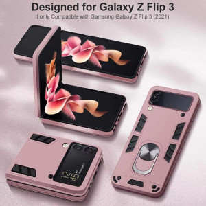 Husa de protectie Samsung Galaxy Z Flip 3 QSEVNSQ, policarbonat, roz/negru - Img 5
