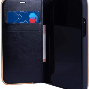 Husa de protectie telefon pentru iPhone 12 Mini, lemn/TPU, negru/natur, 6,1 inchi - Img 3