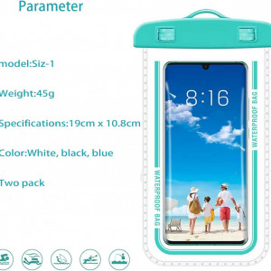 Husa impermeabila pentru telefon Kuzadan, plastic, albastru, 7,2 inchi