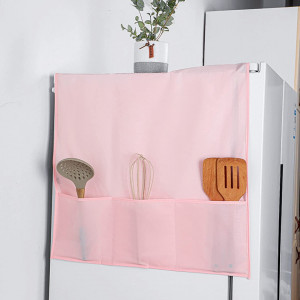 Husa impotriva prafului pentru frigider cu buzunare de depozitare Generic, PEVA, roz, 170 x 60 cm - Img 2