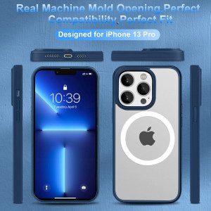 Husa pentru iPhone 13 Pro UNDEUX, piele PU, albastru, 6,1 inchi - Img 2