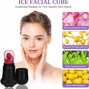 Ice Roller facial ACWOO, silicon, negru, 11 x 5,4 x 4 cm - Img 2