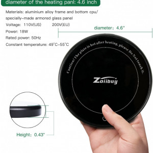 Incalzitor electric pentru bauturi Zoiibuy, aluminiu/sticla, negru/alb, 11,6 cm - Img 5