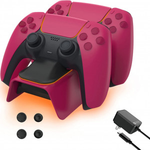 Incarcator controler PS5 NexiGo, USB, pentru Playstation 5, rosu - Img 1