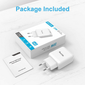 Incarcator cu cablu USB C Quntis, incarcare rapida, 20 W, alb, ABS - Img 2
