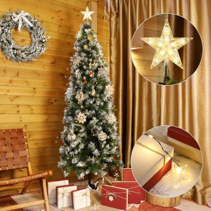 Instalatie si stea pentru bradul de Craciun Salcar, LED, alb cald, 150 cm - Img 5