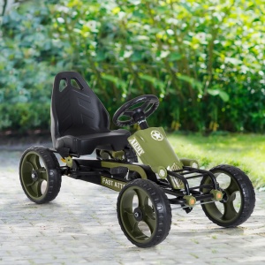 Kart cu pedale pentru copii cu scaun reglabil si frana de mana, metal/plastic, 105x54x61 cm, sezut 35x30.5x40cm/inaltime 27cm, capacitate 35kg, varsta 3-6 ani, verde - Verificat A · Re-Bloom - Img 2