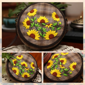 Kit de broderie artizanala WADORN, model floarea-soarelui, poliester/plastic/metal, multicolor - Img 4