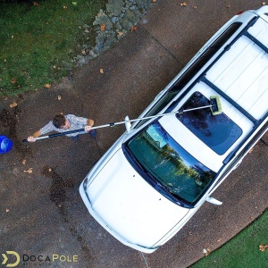 Kit de curatare auto DocaPole, tija telescopica si 5 accesorii, aluminiu/microfibra, galben/argintiu, 3,6 m - Img 7