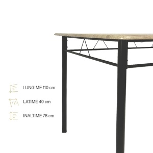 Kiwari Aika set masa + 4 scaune, MDF/metal, masa 110x70x75cm 9.4kg + scaune 36x44x82cm 2.9kg, inaltime sezut 45cm, capacitate masa 30kg/scaun 100kg, lemn deschis/negru - Verificat A · Re-Bloom - Img 7