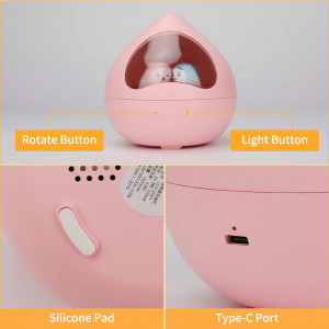 Lampa de noapte cu difuzor Bluetooth si rotatie de culoare RGB 360 °Aceshop Kids, ABS, roz, 133 x 133,5 mm - Img 4