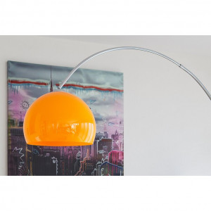Lampadar arcuit Ashlock, metal/ plastic/ piatra, abajur portocaliu, inaltime 208 cm - Img 3
