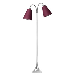 Lampadar Heitz, 2 lumini, metal/tesatura, rosu/crom, 25 x 25 x 135 cm