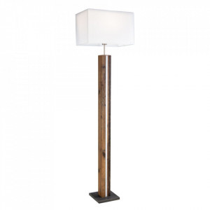 Lampadar, lemn/textil, maro/alb, 40 x 150 x 27 cm - Img 1