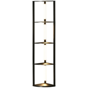 Lampadar modern cu rafturi, LED, MDF, negru, 41 x 29,5 x 163,5 cm, Resigilat, Grad A - Img 1
