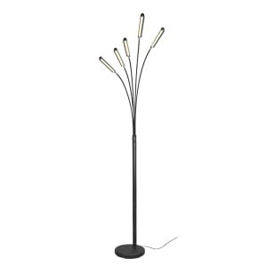 Lampadar Reed, 5 lumini, metal/polietilena, negru, 31 x 196 x 86 cm