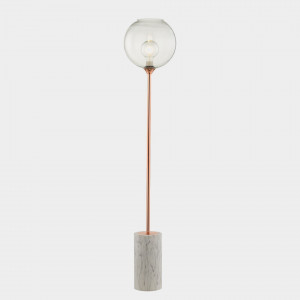 Lampadar Toft, metal/sticla, alb/cupru, 28 x 145 x 28 cm, 25w - Img 1