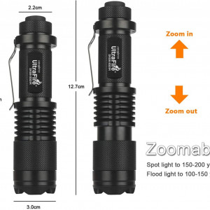 Lanterna 850nm cu infrarosu UltraFire, cu baterie reincarcabila 3.7V 2600mAh si incarcator USB, negru, 12,7 cm - Img 5