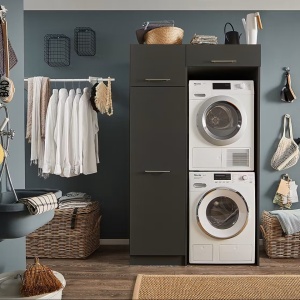 Laundreezy dulap superior baie 50x38x68 cm, 1 usa, PAL foliat antracit, compartiment 46x34x64 cm - Verificat A · Re-Bloom - Img 2