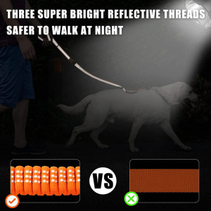 Lesa pentru caine Amai Keto, nailon, portocaliu/alb/negru, 106-140 cm - Img 7