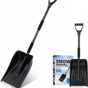 Lopata de zapada cu maner reglabil Favomoto, metal/polipropilena, negru, 24,5 x 85 cm