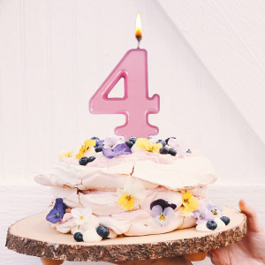 Lumanare pentru tort numarul 4 Uvtqssp, ceara, roz, 8 cm