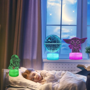 Lumina de noapte 3D pentru copii Likohee, LED, RGB, acril, 15 x 13,5 cm