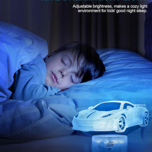 Lumina de noapte 3D pentru copii Nice Dream, LED, model masina, RGB, acril, 21,4 x 14,9 x 5,2 cm - Img 7
