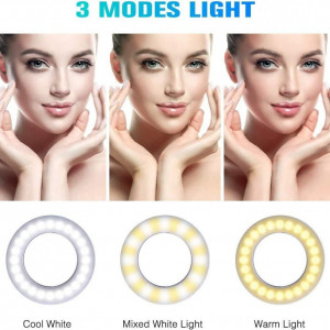 Lumina inelara LED pentru selfie Juda, USB, 3 niveluri de luminozitate, 3 trepte de temperatura, 9 x 9 x 3,1 cm - Img 7