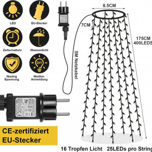 Lumini de Craciun cu 400 LED-uri Qelus, IP44, 8 moduri de iluminare, 18 m - Img 3