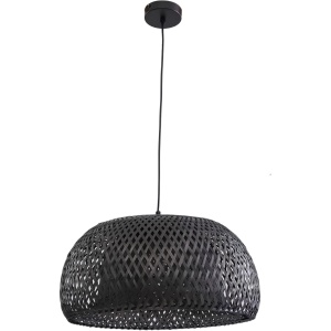 Lustra supendata Lindby Eskil din bambus, diametru 46.5 cm, neagra, E27
