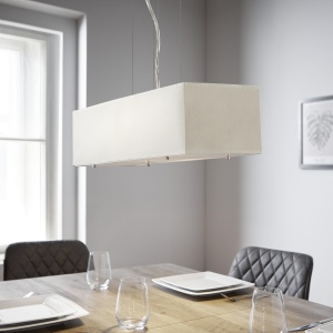 Lustra tip pendul Agneta, metal/textil, bej, 40W, E27, 72 x 22 x 160 cm