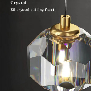 Lustra tip pendul Branan, 2 lumini, metal/sticla/cristal, auriu/alb, 12 x 10 x 150 cm