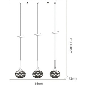 Lustra pendul Chelsie cu 3 lumini crom lucios si abajururi sticla transparenta, design modern reglabil inaltime 25-150cm