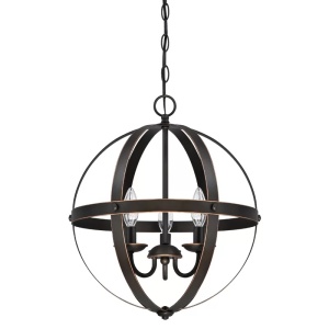 Lustra tip pendul Cleveland, 3 lumini, metal, maro inchis, 44 x 38 x 136 cm