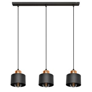 Lustra tip pendul Elkin, 3 lumini, metal, negru/cupru, 80 x 12 x 60 cm