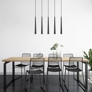 Lustra tip pendul Exton, 5 lumini, LED, metal, negru, 78 x 5 x 135 cm