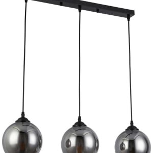 Lustra tip pendul Giova, 3 lumini, metal/sticla, gri/negru, 78 x18 x 120 cm