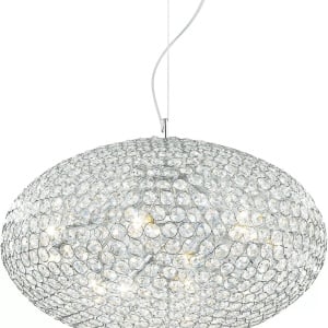 Lustra tip pendul Lux Orion, 8 lumini, metal/cristal, transparent, 50 cm