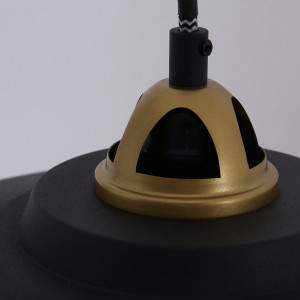 Lustra tip pendul Mexlite I fier, negru/auriu, 1 bec, diametru 42 cm, 230 V - Img 3