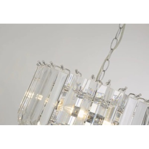 Lustra tip pendul Nessa, 4 lumini, metal/acril, argintiu, 35 x 27 x 120 cm