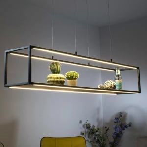 Lustra tip pendul Paul Neuhaus, LED, metal/acril, negru, 105 x 20 x 120 cm