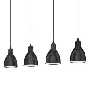 Lustra tip pendul Priddy, 4 lumini, metal, negru, 98 x 16 x 110 cm