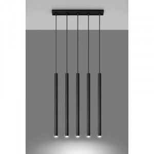Lustra tip pendul Shirey, 5 lumini, metal, negru, 100 x 45 x 8 cm